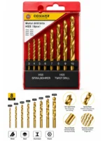 COMMER 8-Piece HSS Metal Drill Bit Set - High-Speed Steel Twist Drill Bits for Metal Drilling