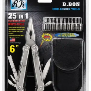 25-in-1 Stainless Steel Multi-Tool - 6-Inch Folding Pliers and Survival Kit with Nylon Pouch RK B.BON John-Benzen