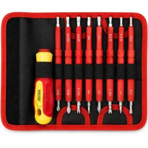 KANIER Insulated Interchangeable Screwdriver 8 pcs Set - Professional Multi-Bit Electrician Hand Tool Kit with Storage Pouch