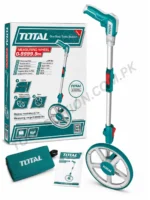 TOTAL Measuring Wheel 0-9999.9m - Foldable Distance Measuring Tool with Rubber Covered Wheel and Canvas Bag TMT19945