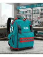 TOTAL Tool Bag Waterproof Organizer Bag with Thickened PP Bottom and 15kg Max Load Heavy-Duty Tool Backpack THBP04025