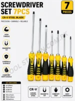 KING PRO Screwdriver 7pcs Set - Professional Heavy-Duty Slotted and Phillips Hand Tools with Ergonomic Non-Slip Handles