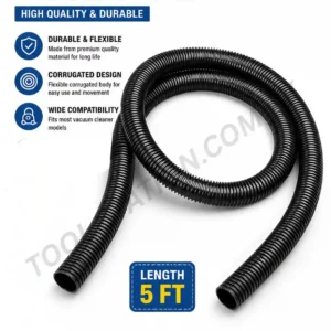 Vacuum Cleaner Hose Pipe - 5 FT Flexible Corrugated Replacement Hose Tube, Durable & Lightweight Universal Fit vacuum pipe