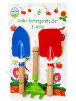 Gardening Tool Set - 3-Piece Children's Garden Toy Set with Metal Trowel, Shovel, and Rake with Wooden Handles