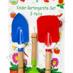Gardening Tool Set - 3-Piece Children's Garden Toy Set with Metal Trowel, Shovel, and Rake with Wooden Handles