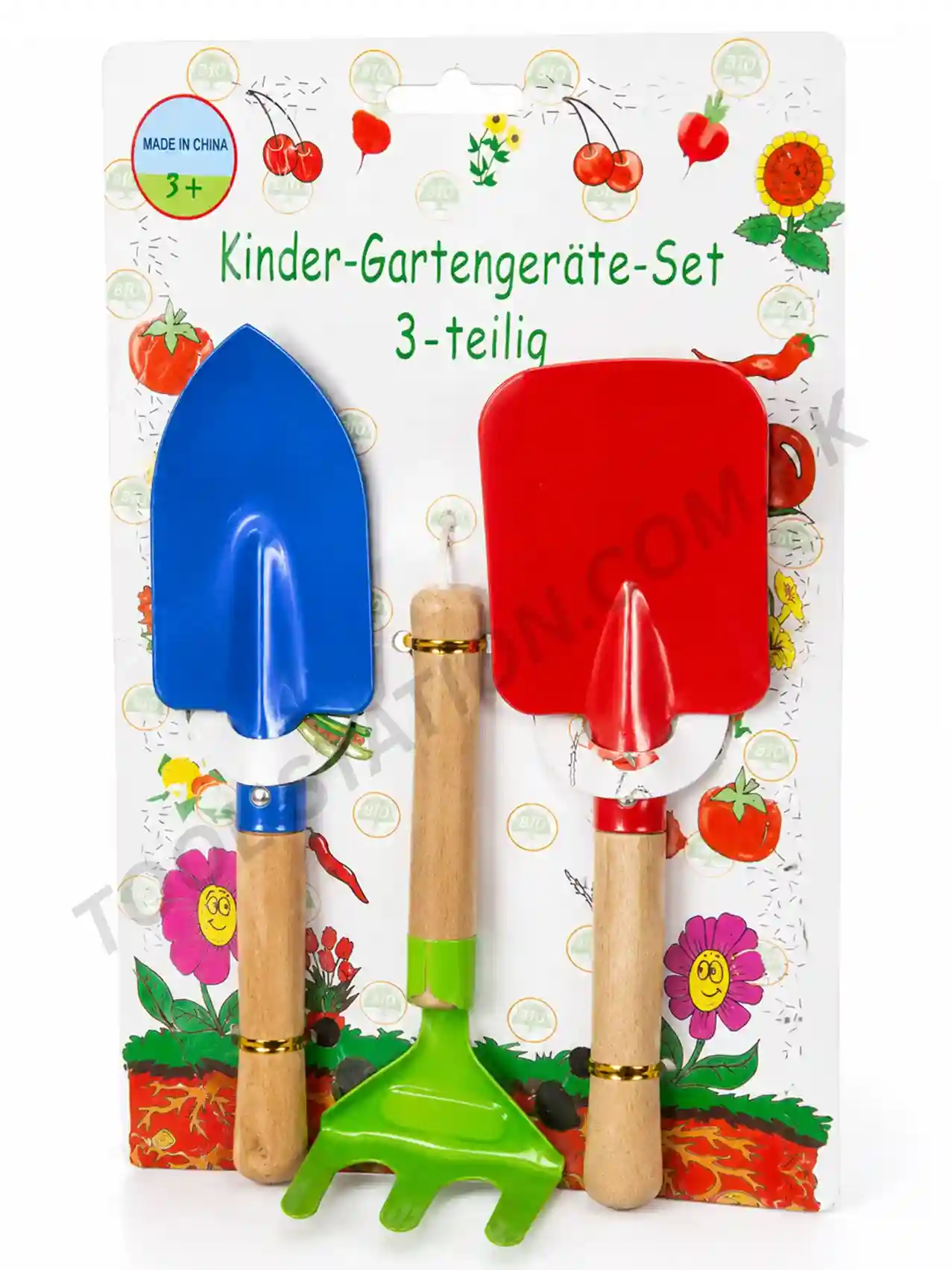 Gardening Tool Set - 3-Piece Children's Garden Toy Set with Metal Trowel, Shovel, and Rake with Wooden Handles Gardening Tool Set - 3-Piece Children's Garden Toy Set with Metal Trowel, Shovel, and Rake with Wooden Handles
