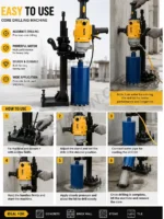 LEIYA Heavy-Duty Concrete Core Drilling Machine - Professional Diamond Core Drill Rig with Stand for Concrete, Brick, and Stone