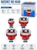 Ratchet Die Head Threading Tool Set - High Quality Pipe Threader Dies Available in 3/4", 1", 1-1/4", and 1-1/2" Sizes