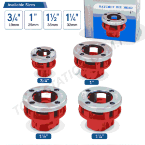 Ratchet Die Head Threading Tool Set - High Quality Pipe Threader Dies Available in 3/4", 1", 1-1/4", and 1-1/2" Sizes