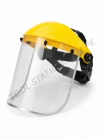 Safety Face Shield - Professional Clear Protective Full Face Visor with Adjustable Headgear and Yellow Brow Guard for Grinding, Woodworking, and Industrial Work