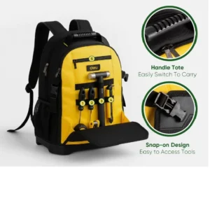 Deli Tool Backpack Tool Bag, Heavy-Duty Tool Storage and Organization, Portable Tool Storage with Pockets and Base Support,Durable and Water Resistant (Unisex)