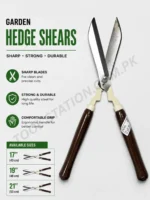 Garden Hedge Shears - Sharp, Strong & Durable Manual Grass Trimmer with Ergonomic Wooden Handles for Hedges, Bushes, and Small Branches (Available in 17", 19", and 21" Sizes)