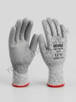 TOTAL Cut Resistant Safety Gloves - High-Performance HPPE & PU Coated Palm Protection Gloves with Breathable Seamless Knit for Metal Work, Glass Handling, and Construction Model TSP1702 XL