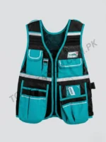 TOTAL Premium Tool Vest - Professional Multi-Pocket Workwear Vest with Breathable Mesh, Reflective Safety Strips, and Adjustable Fit for Mechanics, Construction, and Carpentry Model TTVT1801