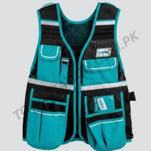 TOTAL Premium Tool Vest - Professional Multi-Pocket Workwear Vest with Breathable Mesh, Reflective Safety Strips, and Adjustable Fit for Mechanics, Construction, and Carpentry Model TTVT1801