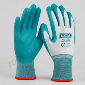 TOTAL Professional Gloves - Latex Coated Safety Gloves with High-Grip, Breathable Seamless Liner, and Abrasion Resistance for Construction, Carpentry, and Gardening Model TSP12102