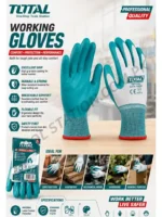 TOTAL Professional Gloves - Latex Coated Safety Gloves with High-Grip, Breathable Seamless Liner, and Abrasion Resistance for Construction, Carpentry, and Gardening Model TSP12102