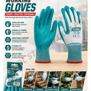 TOTAL Professional Gloves - Latex Coated Safety Gloves with High-Grip, Breathable Seamless Liner, and Abrasion Resistance for Construction, Carpentry, and Gardening Model TSP12102