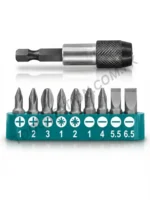 TOTAL 9-Piece Screwdriver Bit Set - High Quality S2 Steel Bits with Quick Release Magnetic Holder TASCD3091 (PZ, PH, and Slotted / SL Varieties)