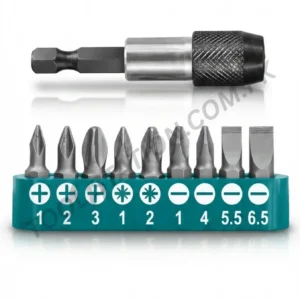 TOTAL 9-Piece Screwdriver Bit Set - High Quality S2 Steel Bits with Quick Release Magnetic Holder TASCD3091 (PZ, PH, and Slotted / SL Varieties)