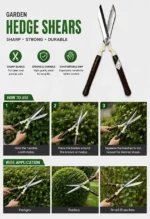 Garden Hedge Shears - Sharp, Strong & Durable Manual Grass Trimmer with Ergonomic Wooden Handles for Hedges, Bushes, and Small Branches (Available in 17", 19", and 21" Sizes)