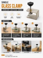 Draw Clamp - Heavy Duty Adjustable Desk Partition Bracket with Strong Hold & Easy Installation for Glass Shelves, Acrylic Boards, and Sign Boards