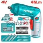 TOTAL Cordless Screwdriver 4V TSDLI0442 – 19 Pcs Set