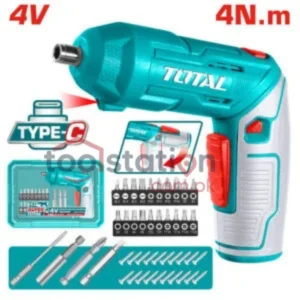 TOTAL Cordless Screwdriver 4V TSDLI0442 – 19 Pcs Set