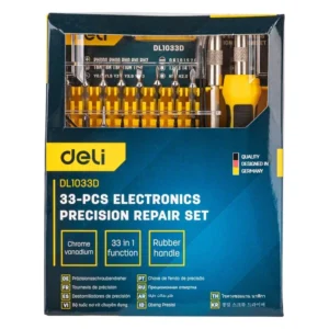 DELI DL1033D Screwdriver Set, 33 Pcs Precision Screwdriver Set, Precision Repair Tool Kit, Magnetic Tip Screwdriver Set, Cr-V Screwdriver Set, Anti-Slip Handle Screwdriver, Electronics Repair Kit, Watch Repair Tools, Small Device Repair Kit, DIY Screwdriver Set