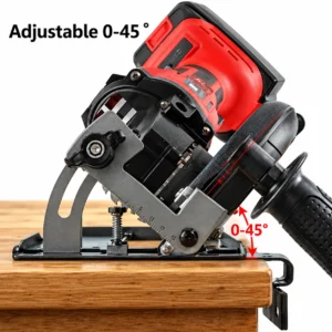 Black and silver angle grinder dust-free cutting bracket with adjustable guide, protective guard, and side handletoolstatinpakistan, toolstation.com