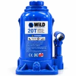 WiLD 20 ton hydraulic bottle jack in blue with heavy-duty base and side pump assembly on a white backgroundtoolstationpakistan, toolstation.pk