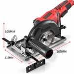 Black and silver angle grinder dust-free cutting bracket with adjustable guide, protective guard, and side handletoolstatinpakistan, toolstation.com