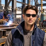 TOTAL safety welding goggles worn by a worker during metal cutting and welding work with flying sparkstoolstationpakistan, toolstation.com