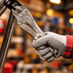 Total Tools locking pliers with serrated jaws and adjustable locking mechanism on white backgroundtoolstationpakistan, toolstation.com