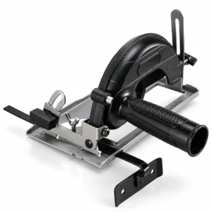tBlack and silver angle grinder dust-free cutting bracket with adjustable guide, protective guard, and side handleoolstatinpakistan, toolstation.com