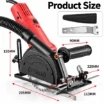 Black and silver angle grinder dust-free cutting bracket with adjustable guide, protective guard, and side handletoolstatinpakistan, toolstation.com
