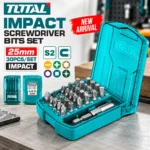 TOTAL 30-piece 25mm screwdriver bit set with S2 steel magnetic bits and teal storage casetoolstationpakistan, toolstation.com
