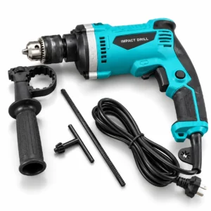 HP1630 electric impact drill with 16mm keyed chuck, twist drill bit, T-handle chuck key and auxiliary side handletoolstationpakistan, toolstation.com