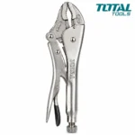 Total Tools locking pliers with serrated jaws and adjustable locking mechanism on white backgroundtoolstationpakistan, toolstation.com