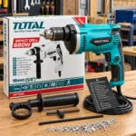 HP1630 electric impact drill with 16mm keyed chuck, twist drill bit, T-handle chuck key and auxiliary side handletoolstationpakistan, toolstation.com