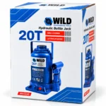 WiLD 20 ton hydraulic bottle jack in blue with heavy-duty base and side pump assembly on a white backgroundtoolstationpakistan, toolstation.pk