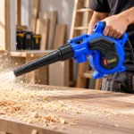 Forward blue and black electric air blower with ribbed black nozzle, ergonomic handle, ventilated motor housing and power cord.toolstationpakistan, toolstation.com