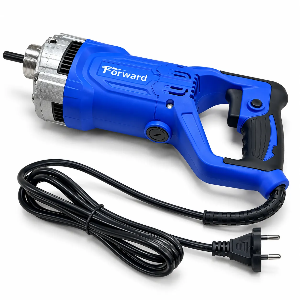 Forward FCV-35/1200 Concrete Vibrator 1200W toolstationpakistan, toolstation.com Forward FCV-35/1200 professional electric concrete vibrator with blue and black housing and silver metal front casing.toolstationpakistan, toolstation.com
