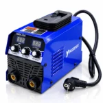 Blue MMA-500 DC inverter welding machine with welding helmet, cables, electrode holder, earth clamp, and wire brush.toolstationpakistan, toolstation.com