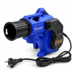 Forward blue and black electric air blower with ribbed black nozzle, ergonomic handle, ventilated motor housing and power cord.toolstationpakistan, toolstation.com