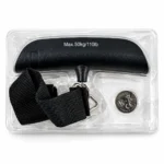 Digital luggage weighing scale with 50kg capacity, silver body, black strap and LCD display.toolstationpakistan, toolstation.com