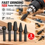 Muwei Tools 5-piece high carbon steel rotary wood carving burr settoolstationpakistan, toolstation.com