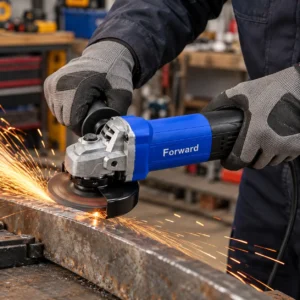 Forward Professional FAG-100/1200 1200W 100mm electric angle grinder with auxiliary handle, power cable, spanner wrench and product box.toolstationpakistan, toolstation.com