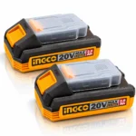 INGCO 20V cordless brushless impact wrench kit with two batteries, charger, impact sockets, LED work light and accessories on a white background.toolstationpakistan, toolstation.com