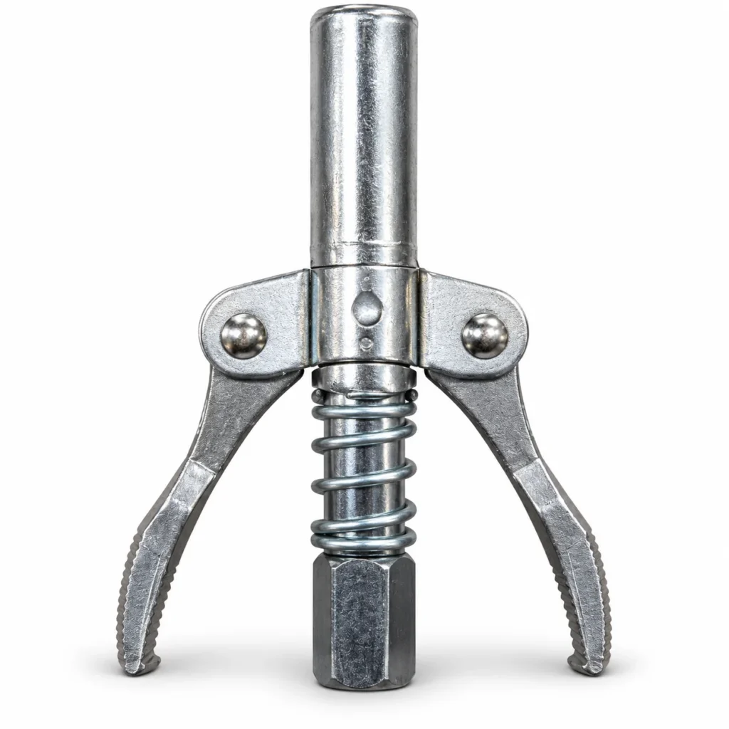 Double handle spring-loaded grease gun coupler with serrated jawstoolstationpakistan, toolstation.com